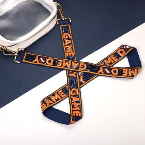 Image of YAHPERN Beaded Purse Straps Game Day Purse Strap Replacement Sequin Crossbody Football Purse Strap for Stadium Clear Bag
