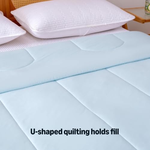 Amazon Basics Cooling Comforter, Temperature Regulating Blanket for Hot Sleepers, Summer & All Season Bedding, Lightweight, 68"x90", Twin, Blue - image 5