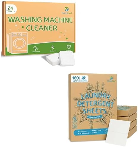 ORIENTLEAF Washing Machine Cleaner Tablets 24 Pack and Laundry Detergent Sheets Fragrance Free image 5