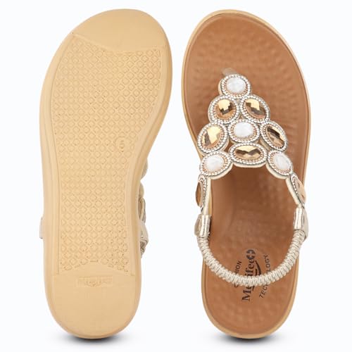 Image of Medifeet Women's Sparkling Stone-Studded Comfort Sandals | Soft Cushioned Midsole & Elastic Back Strap Fit