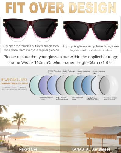 Image of KANASTAL Over Glasses Sunglasses Square Fit Over Polarized Sunglasses UV400