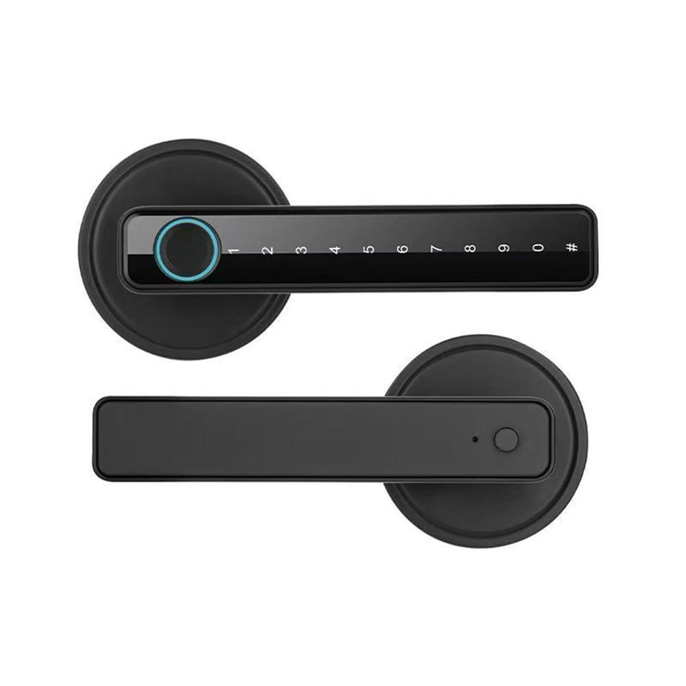 Jnchdghwa Black Tuya Smart Door Lock Fingerprint Key Bluetooth Digital Electronic Lock With App Remote Unlock Password Function