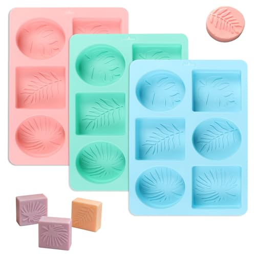 Lista de Elaboración de jabones más recomendados. 23 YINGDIHUT Molde de Silicona para Jabones Artesanales, 3 Piezas con Forma de Hojas Tropicales, Molde Reutilizable para Hacer Jabón, Velas, Chocolate, Gelatina, Resina y...