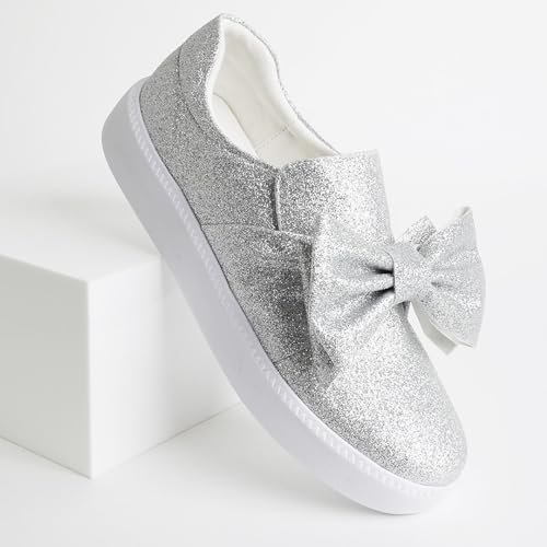 Image of J. Adams Wally Platform Sneakers for Women - Comfortable Slip On Shoes with Bow
