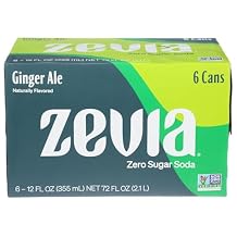 Generic Z e v i a Zero Calorie Soda, Ginger ale, 12 Ounce Cans Pack of 6