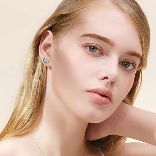 Sea Otter Stud Earrings 925 Sterling Silver Post Tiny Cute Animal Promise Love Heart Statement for Women Small Cartilage Delicate Lovely Jewelry for Daughter Niece2