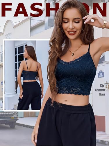 Image of Avidlove Lace Bralette for Women Spaghetti Strap Tank Top V Neck Slim Basic Camisoles
