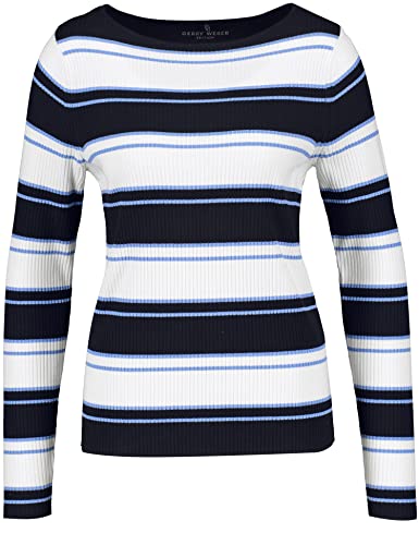 GERRY WEBER Edition Damen 870532-44727 Pullover, Blau Ringel, 42