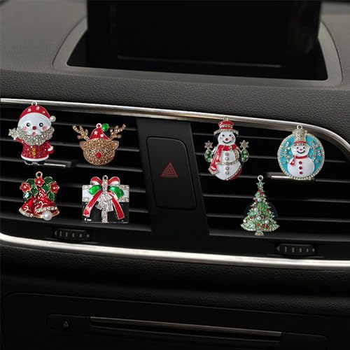 Image of 2Pack Christmas Car Vent Clip Bling Accessories, Crystal Christmas Tree & Snowman Air Freshener, Diamond Car Decoration Essentials for Women (Tree+Snowman)