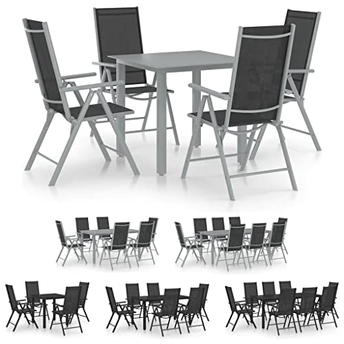vidaXL-Juego-de-Comedor-para-Jardin-9-Piezas-Muebles-Mobiliario-Exterior-Terraza-Balcon-Hogar-Cocina-Mesa-Silla-Asiento-Suave-Estable-Aluminio-Negro