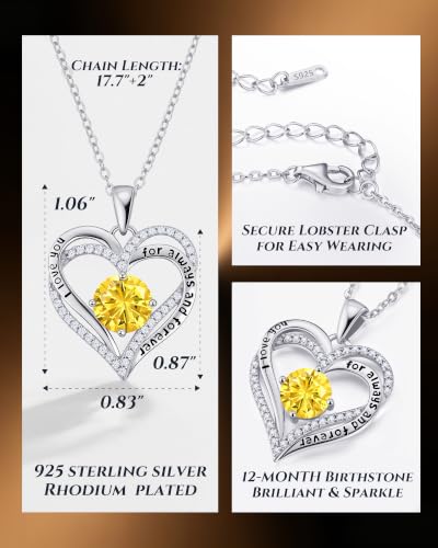 Image of CDE S925 Birthstone Heart Pendant Necklaces Jewelry Gifts for Wife