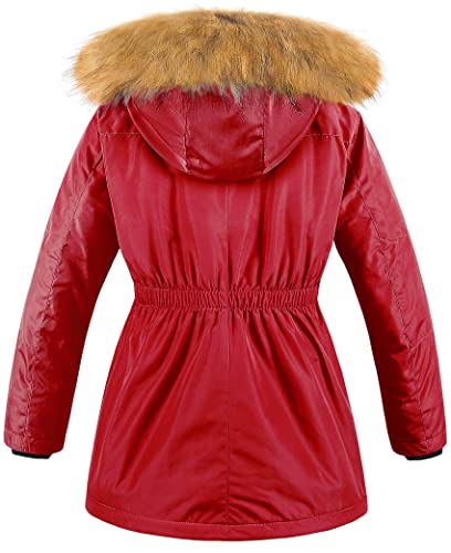 Image of CREATMO US Girl's Long Winter Warm Parka Sherpa Trimmed Collar Puffer Ski Jacket Coat