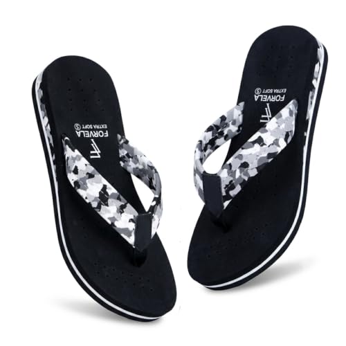 Image of FORVELA Camo Design Ortho Doctor Slipper for Women and Girls' Bathroom House Home Daily Use Dr. Chappal Orthopedic Diabetic Comfort Soft Flip flops