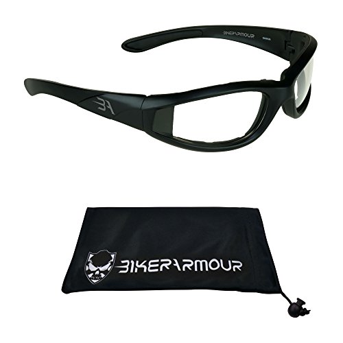 Bikershades Motorcycle Night Glasses Safety Foam Padded Black Frame for Men and Women