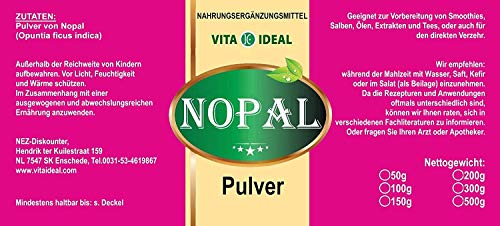 VITAIDEAL ® Nopaal Poeder 2x300g (vijgcactus, Opuntia ficus indica) + maatlepel van NEZ-Diskounter - Image 3