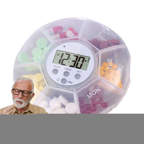 Imagen de Dispensador Electrónico De Pastillas: Organizador De Pastillas Con Alarma Y Luz LED