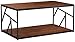 VECELO Modern Coffee Tea Double Storage Space Wooden Side/End Table, Cocktail, Brown