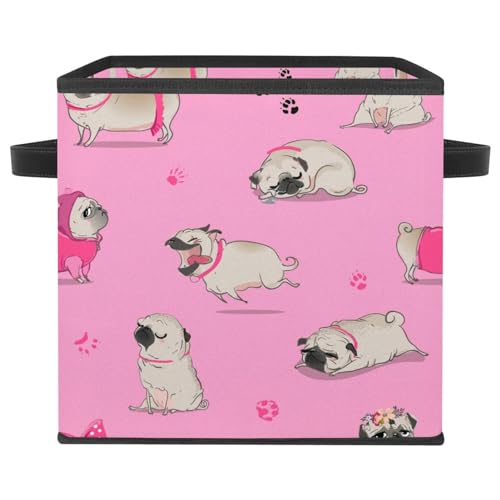 Boîte de rangement pliable cube rose à motif carlin pour placard - 2