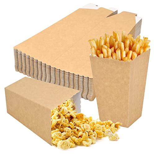 50 Piezas Cartones de Palomitas, Pequeñas Bolsas Palomitas, Papel Kraft Cartón Caramelo Contenedor, Cajas de Palomitas de Maíz para Carnaval Boda Noches de Cine Cumpleaños Fiesta (L)