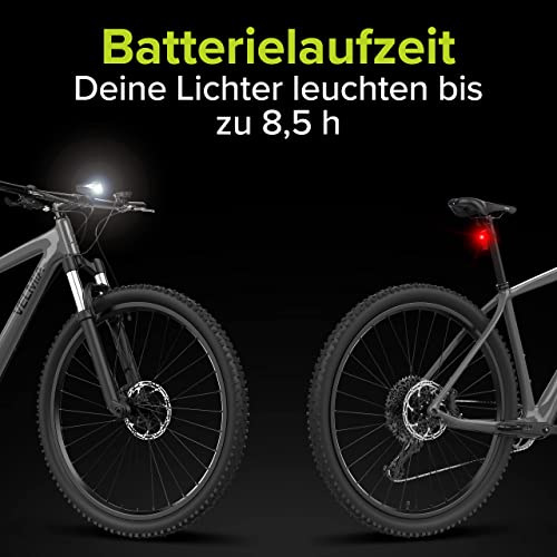 Fahrradlicht Set von Velmia mit USB Akku-Betrieb und StVZO-Zulassung