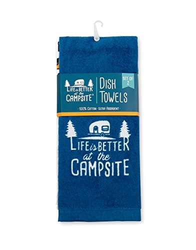 Camco Life is Better at The Campingplatz RV-Geschirrtuch-Set – perfekt zum Trocknen von Händen und Geschirr – enthält EIN Set von (2) Handtüchern – 68 x 40 cm (53301)