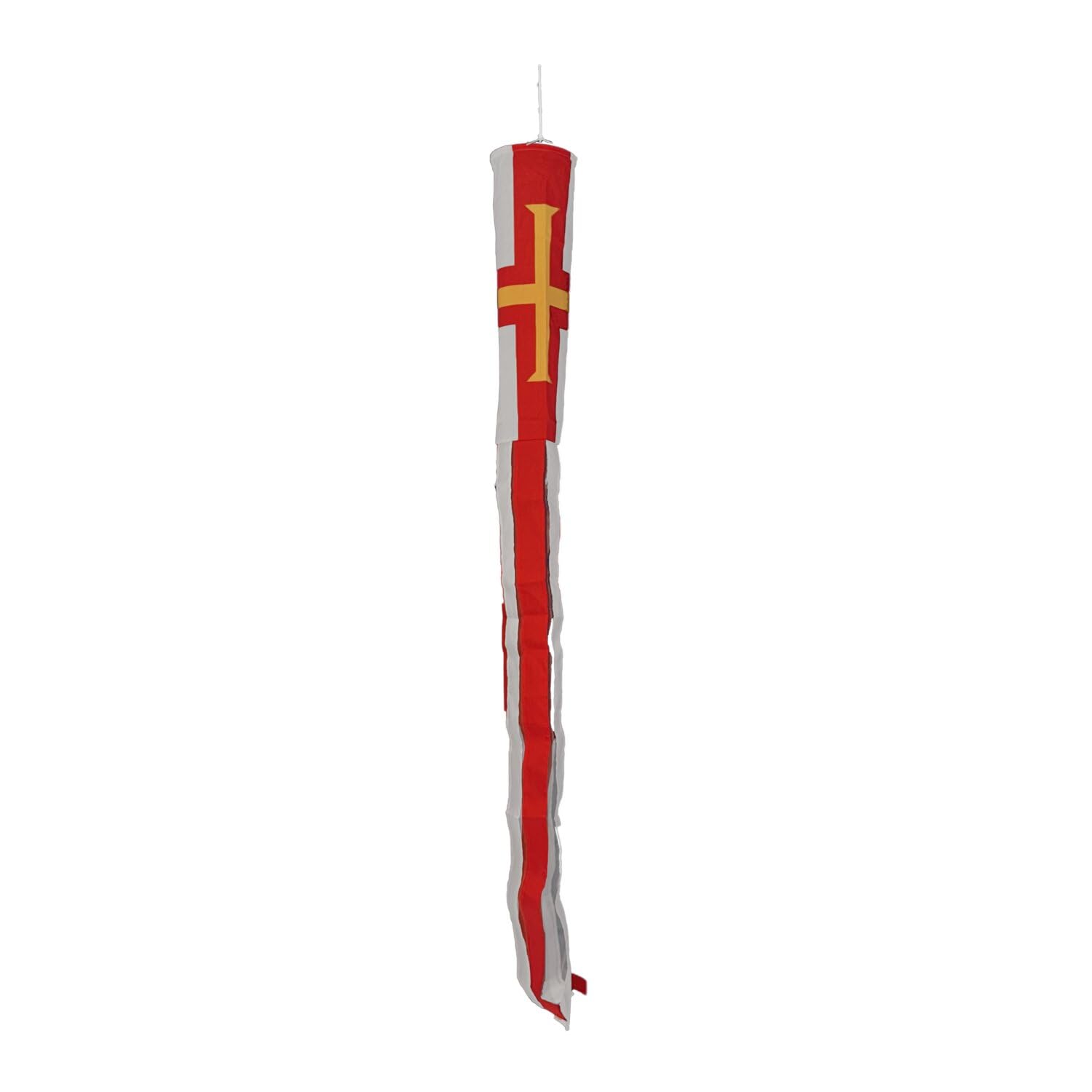 Flagtex Guernsey Windsock 150cm x 30cm Premium Polyester Garden Wind Sock | Guernsey Channel Islands Flag Outdoor Pole Display for Home Garden Camping Events