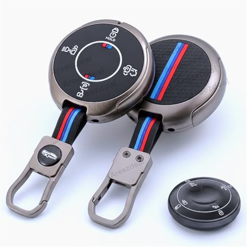 Image of Premium Metal Car Key Case Cover Compatible with Tata Harrier EV Electric 2025 / 2026 8 Button Smart Key Only (Black)