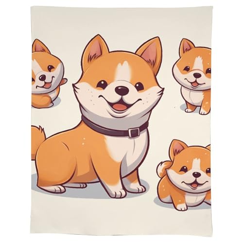 Nappe de table rectangulaire imprimé chien Shiba Inu lavable en cuisine - 2