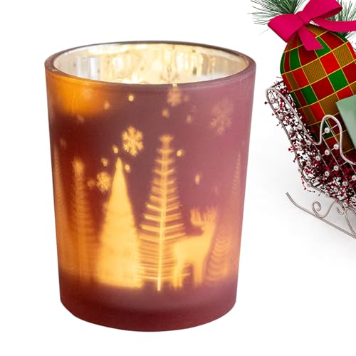 MFYOUPK Portavelas para Velas de Té - Soporte Para Decoraciones Navideñas | Copa de Vidrio para Velas de Té de Navidad | para el Hogar Fiestas Bodas Recepciones Repisa de la Chimenea Acción de Gracias