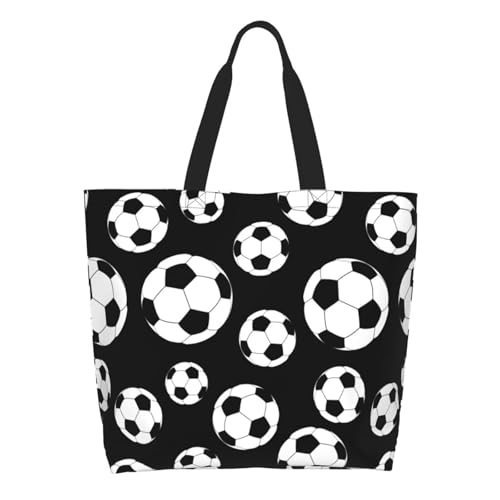 Sport Soccer Large Tote Bag Simple Casual Portable Shoulder Bags Reusable Grocery Handbag For Women Gym Travel