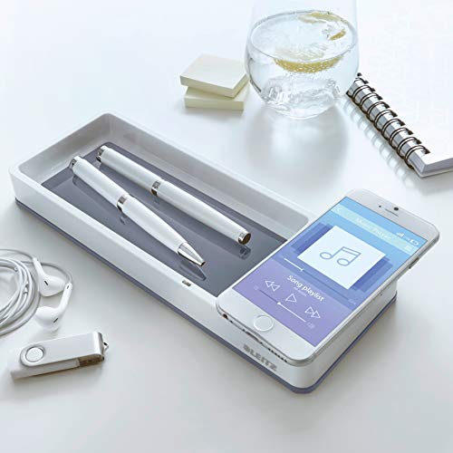 Preisvergleich Produktbild Leitz WOW Stifteschale mit Qi-Induktionsladegerät, perlweiß / grau, 53651001