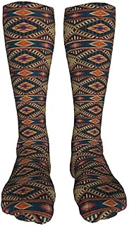 702 Unisex Work Socks Embroidered Geometric Men’S Socks Soft Trainer Socks Recycled Running Socks For Walking Climbing 50Cm