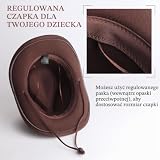 DRESHOW Kowbojski Kapelusz dla Chłopców i Dziewczynek Klasyczna Zachodnia Filcowa Fedora Zapięcie na Pasek Retro Panama Kapelusze ze smyczą wiatrową Unisex Zwijane Czapki dla Dzieci 3-8 Lat