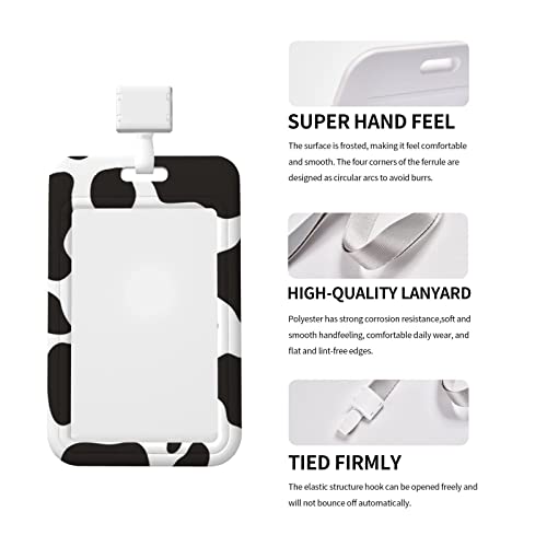 Cow Print Vertical Badge Holder With Lanyard Id Card Name Tag For Women Men School Office 4X2.5 #TOP3