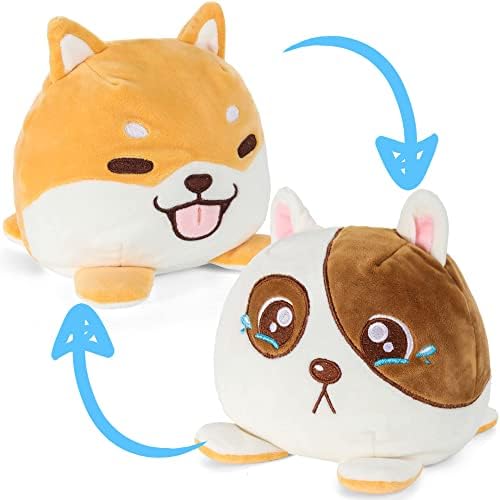 Klitapfy Reversible Plushie 8.5 Inch Corgi Double-Sided Flip Plush Toys Stuffed Animal Plushie Doll to Show Your Happy + Angry Mood, Great Gift for Kids Babies Adults
