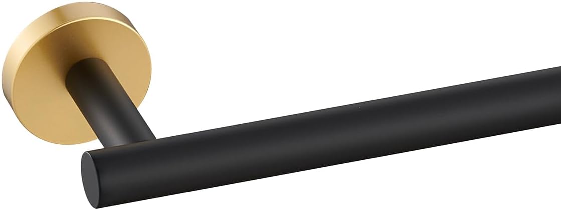 Miyili Bath Towel Bar 24-Inch Stainless Steel Towel Rack Hanger for Bathroom Kitchen Wall Mount Black & Gold, A01BG60A 24-Inch Black & Gold