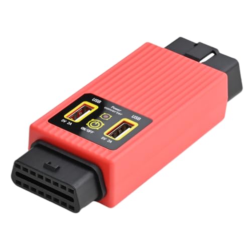 iKKEGOL Pocket OBD2 OBDII Full 16 Pin 1 Male to 1 Female OBD Cable Splitter Converter Adapter with 2 USB Port Supply Charging for Diagnostic Extender (Red) - Thumbnail 2