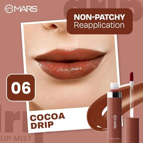 MARS PREMIUM Drip Lip Mist for Women (4.5 ml) (06-Cocoa Drip) | Dual Function | Buildable Color | Glossy Finish | Long-Lasting | Hydration | Light-Weight Formula | Non-Patchy ReapplicationSH-7711 2 41KitwGoMqL. SL500