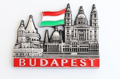 Budapest (Hungría) - Imanes Decorativos para Nevera de Cocina en 3D, Hechos con Metal, imán para Nevera de Budapest