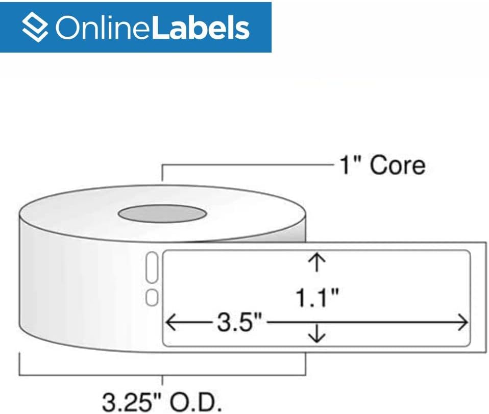 1.1 x 3.5 Waterproof Labels for DYMO Printers - 350 Labels Per Roll, 4 Rolls Totaling 1,400 Labels - Same As DYMO 30252 - Online Labels