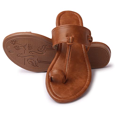 Karan Women's Kolhapuri Flat Sandals - Versatile Slip-Ons Chappal...