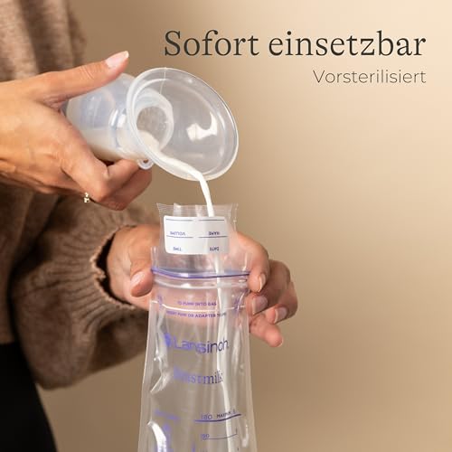 Lansinoh Muttermilchbeutel - 25 Stück - zum sicheren Aufbewahren und Einfrieren von Muttermilch - hygienisch & platzsparend