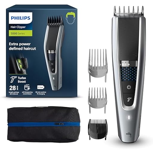 Philips Serie 5000 HC5630/15 - Cortapelos, 28 ajustes de longitud para estilo deseado, 90 min de uso sin cable, incluye 3 peines-guía y funda | Ya disponible en tu tienda friki favorita! En mundofriki.es!