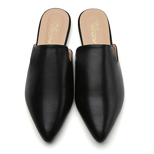 Image of Tilocow Women's Pointed Toe Flat Mules Backless Slip On Loafers | Lightweight, Soft Insole, Non Slip Sole, Printed, Dressy Casual, Office Work Business, Daily Wear