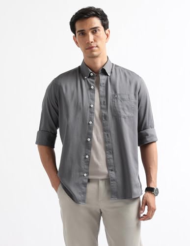 Image of Arrow Striped Slim Fit Mens Casual Shirts - 100% Cotton, Breathable & Comfortable, Full Sleeves Shirts for Men