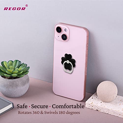 Image of Regor Finger Grip & Mobile Holder | Cell Phone Grip Holder for Hand & Mobile Back Holder | Selfie Holder & Works as iPhone Stand & Android Phone Stand for Desk - Leaf Black