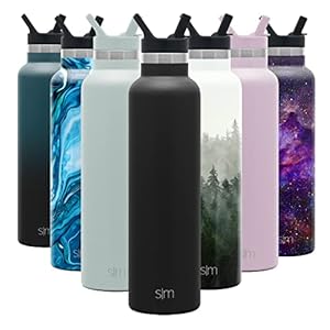 Simple Modern Water Bottle with Narrow Mouth Straw Lid Metal Thermos Vacuum Insulated Stainless Steel l Reusable Leak Proof BPA-Free Flask | Ascent Collection | 24oz, Midnight Black