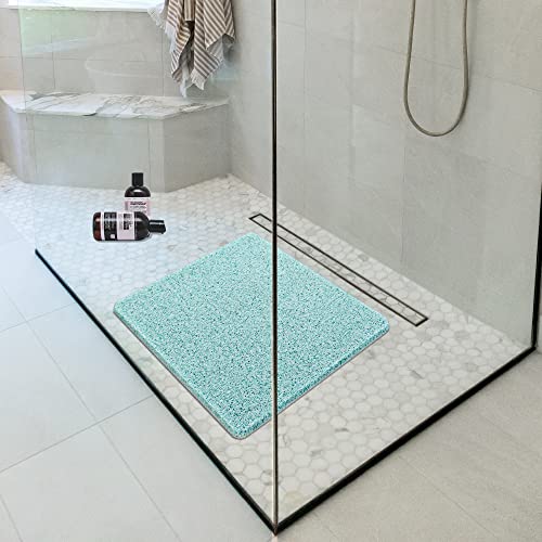 Rccugmats 0.6" Thick Bath Mat Non Slip Shower Stall Mat For Tub No Suction Cup Quick Drying, 24 * 24 Inch, Blue #TOP5
