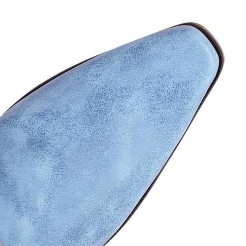 Image of KiutSymo Mid Calf Fringe Boots For Women Cowboy Pointed Toe Chunky Heels Cowgirl Western Tassel Boots