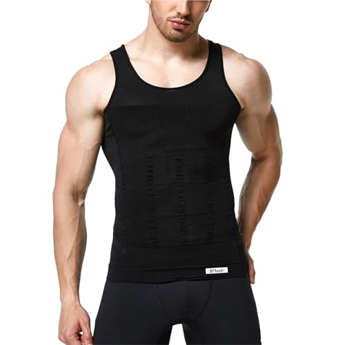 Image of Men's Slimming Body Shaper Vest | Compression Tummy Tucker for Belly Fat | Stretchable Abs Slimmer Tank Top | Corset for Gym, Workout & Weight Loss Fitness